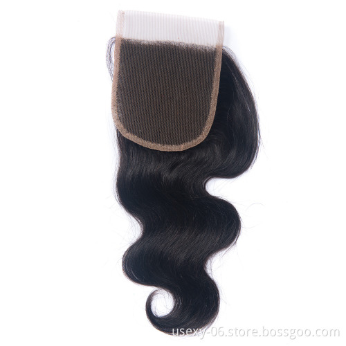 High Quality Top Grade 100% Human Hair Malaysian Unprocessed Virgin Hair Body Wave 4*4 Lace Closure